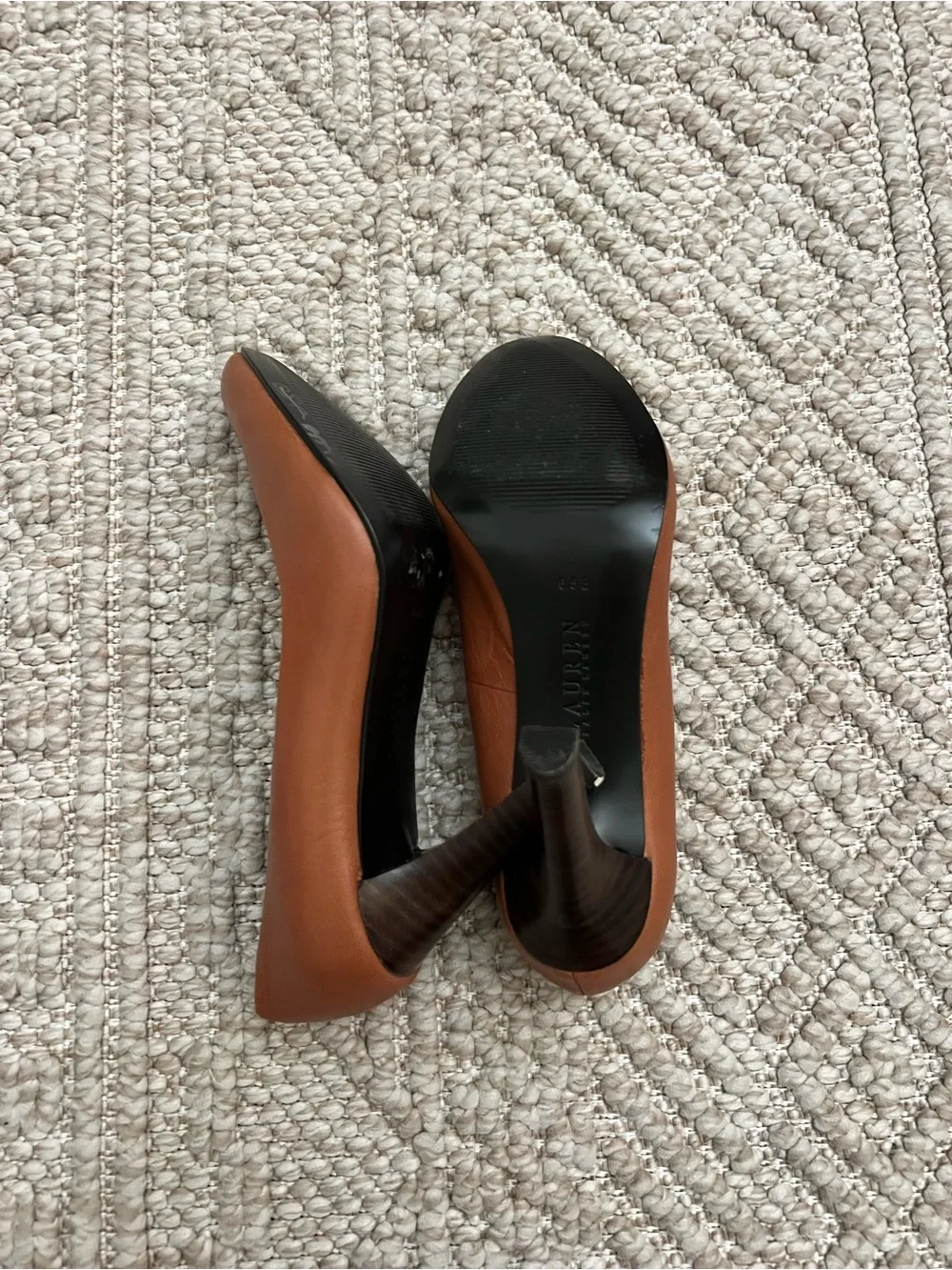 Ralph Lauren cognac leather heels